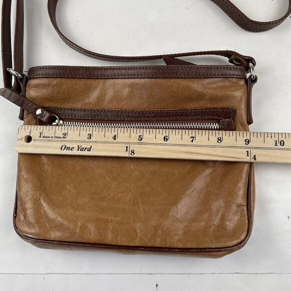 TANO Leather Crossbody Purse Shoulder Bag Small Brown Zip Closure Made In Italy - Picture 3 of 12